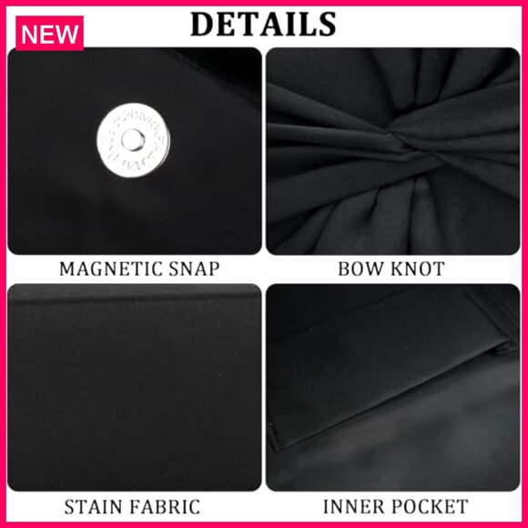 Satin Evening Clutch with Bow Detachable Strap Formal Wedding Party Bag